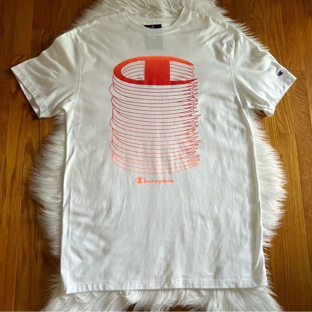 New Champion Short Sleeve Orange and White Tee Large Tall